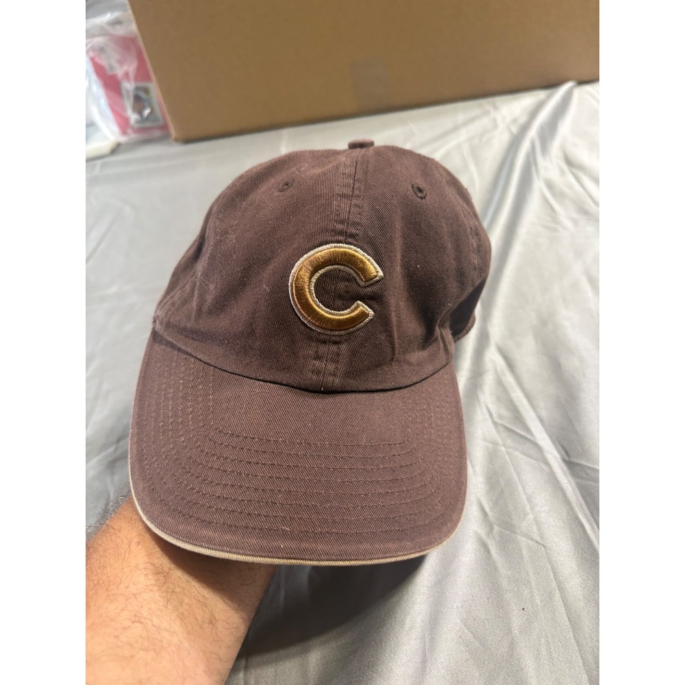 Twins Enterprise Chicago Cubs Hat Brown Gold Embroidered C Logo Adjustable Cap
